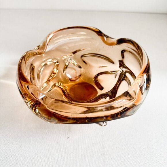 Vintage MCM Chalet Glass Light Brown Champagne Ashtray - Picture 4 of 12